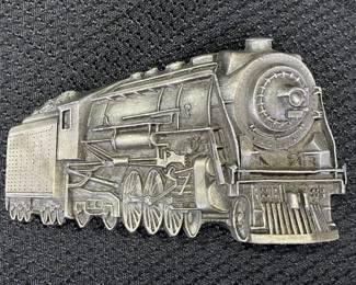 Steam Engine Train Belt Buckle, Indiana Metal Craft, 1979