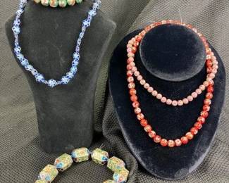Cloisonne Bead Grouping with Gold Detailing