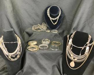 Costume Jewelry Assortment Featuring Necklaces and Bracelets