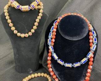 Cloisonne Bead Grouping with Gold Detailing