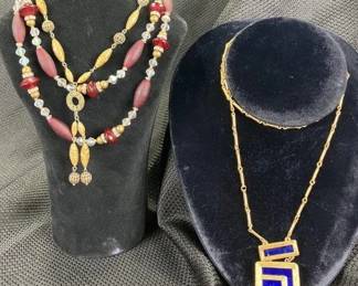 Three Vintage Necklaces Including Estee Lauder Perfume Locket