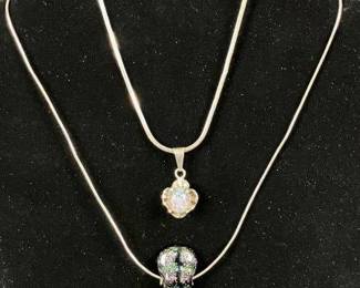 Sterling Silver Necklaces with Iridescent Colored Glass Pendants