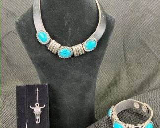 Southwestern Jewelry Assortment Featuring Leather and Turquoise Tones