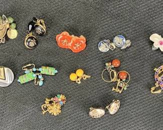 Vintage Earring Assortment Featuring Cloisonne and Italian Art Glass