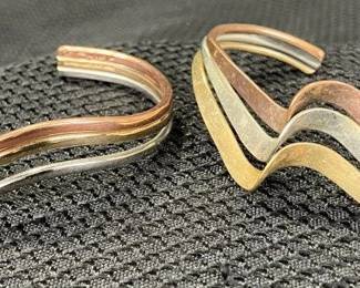 Pair of Mixed Metal Bracelets Featuring Sergio Lub Company