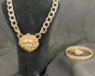 Goldtone Costume Jewelry Assortment Featuring Rhinestones