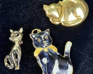 Assorted Cat Jewelry Featuring Enameled Pendant