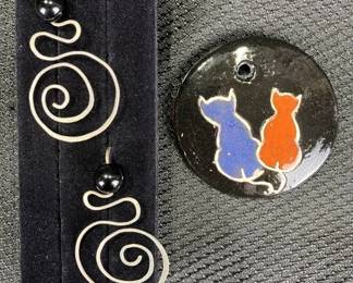 Theo Sable Fine Art Jewelry Pairing Featuring Cat Ceramic Pendant