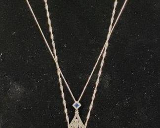 Sterling Silver Necklaces Featuring Malachite and Aquamarine