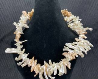 Theo Sable Natural Pearl and Abalone Necklace