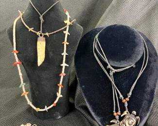 Necklace and Bracelet Assortment Featuring Carved Bone