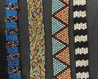 Four Handcrafted Vibrant Color Beaded Bracelets