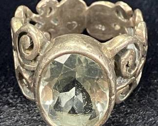 Sterling Silver Ring with Faceted Cut Stone
