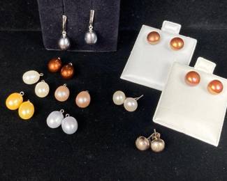 Sterling Silver and Pearl Earring Grouping