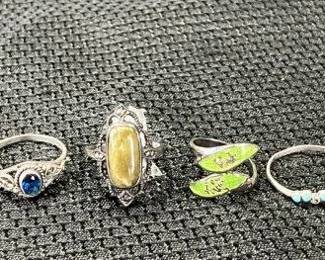 Group of Ten Sterling Silver Rings