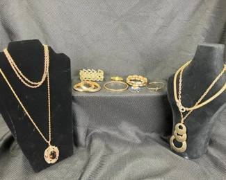 Gold Tone Jewelry Assortment Featuring Rhinestones