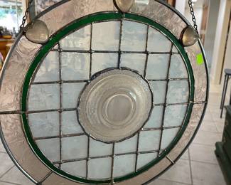 Hanging stained glass window piece