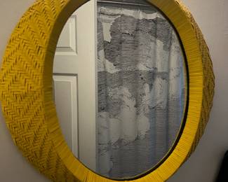 06 Yellow Wicker Mirror