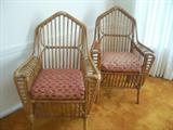Two of Four Chairs with a Rattan Table