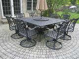 Patio set has cushions (not pictured) in like new condition.