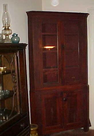 19thc cherry corner cupboard
