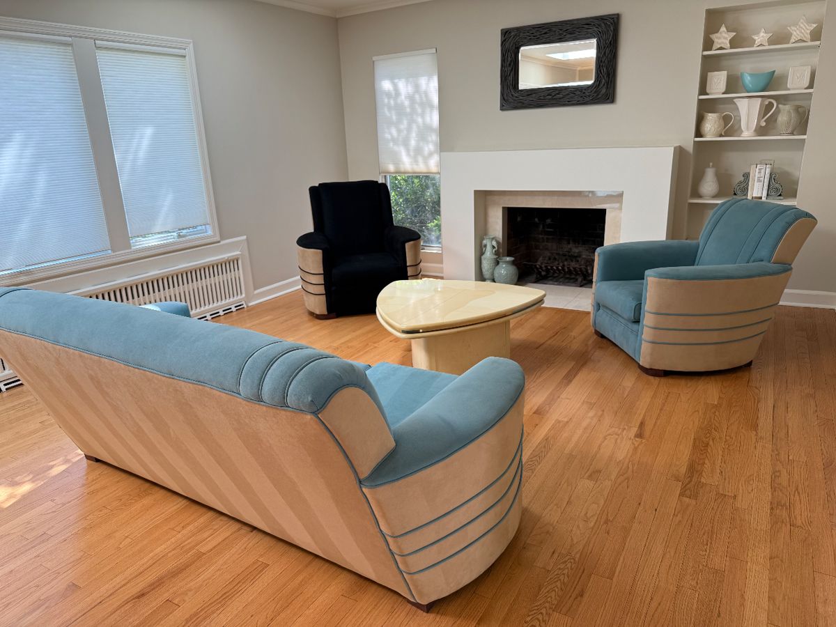 Rare 1940s newly upholstered seating set