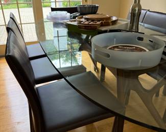 Modern dining table with six chairs