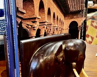 Vintage Hand Carved Bookends accented with Bone
