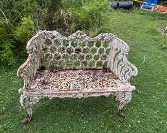 Cast Iron Fish Scale Garden Rococo Bench Circa 1940's