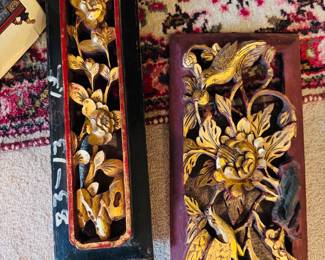 Carved wooden floral reliefs, gilt gold