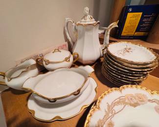Haviland Limoges France Ranson White gold gilt trim china