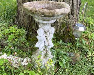 Cement Cherub Bird Bath