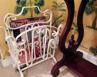 Vintage iron scroll magazine rack