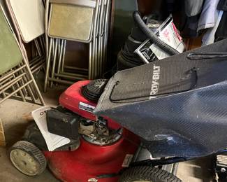 Troy-Bilt walk-behind lawn mower.