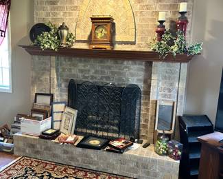 Picture frames. Ahmandy rugs. Clock. Home decor.