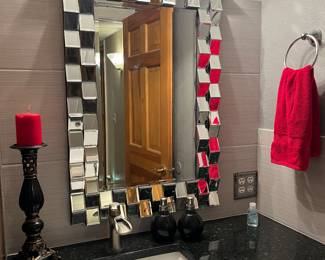 Bathroom decor. Candle. Candle holder.