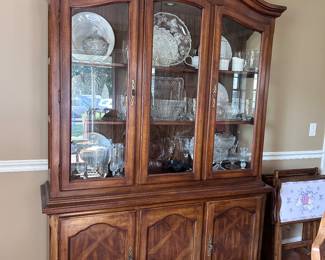 China hutch. Dishes.