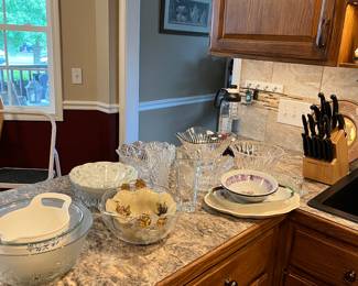 Crystal dishes.