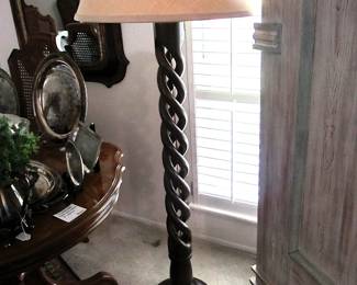 ATQ wooden "barley twist" floor lamp