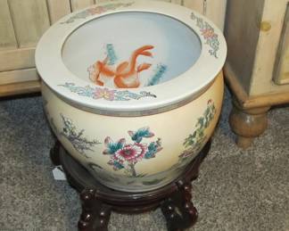Asian fishbowl planters and stands