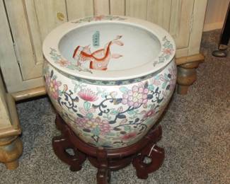Asian fishbowl planters and stands