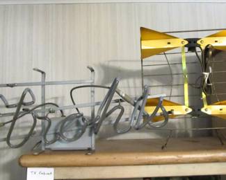 VTG "Stroh's" neon light and a 1950s mid-century TV antenna