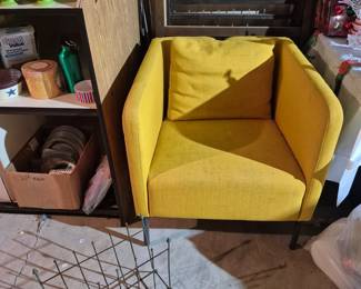 Vintage chair and magazine rack.