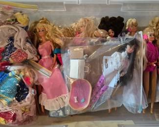 Barbie dolls and clothes. Of course veterinarian Barbie!
