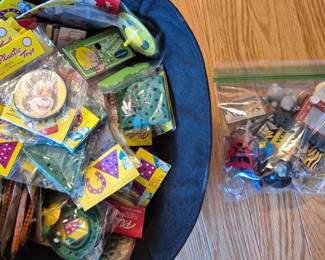 Vintage new old stock toys, vintage key chains.