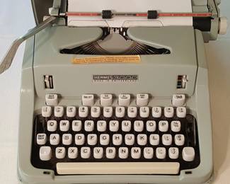 Vintage Hermes 3000 Typewriter w/ Case & Manual – Swiss Made – Seafoam Green