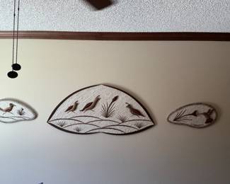 Group of 3 wood/fibre pieces created by AZ artist Paul Hallowell.