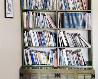 Two-piece Bookcase. Filled with Books on the Military, Shipbuliding, etc.