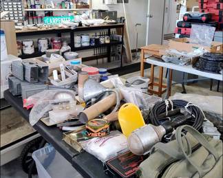 Camping gear, Automotive supplies, Painting supplies.