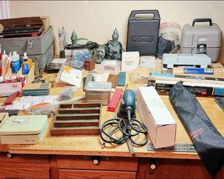 Some of the model shipbuilding tools and supplies.